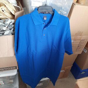 NEW ! American Cottons Intl Men Polo Golf Style 100% Cotton Royal Blue Size L